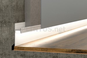 Плинтус теневой алюминиевый скрытого монтажа Pro Design 7209 белый