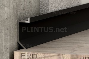 Плинтус теневой алюминиевый скрытого монтажа Pro Design Slim 723 чёрный муар