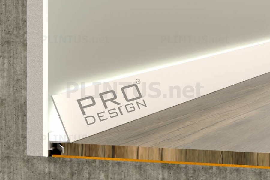Плинтус щелевой алюминиевый Pro Design Corner 570 белый RAL 9003