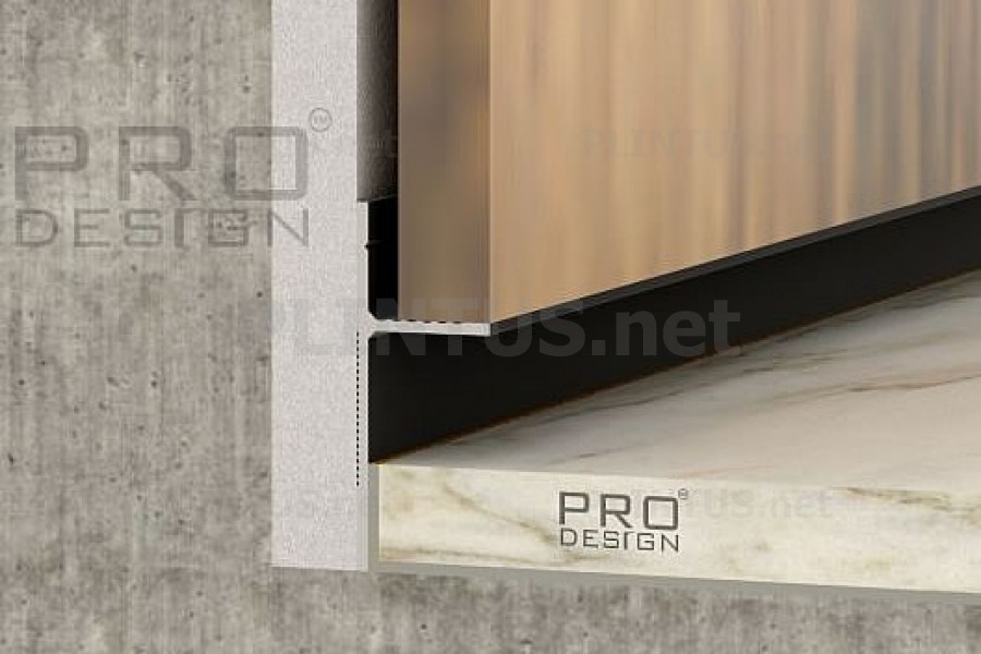 Плинтус теневой алюминиевый скрытого монтажа ProDesign Panel 7208 чёрный